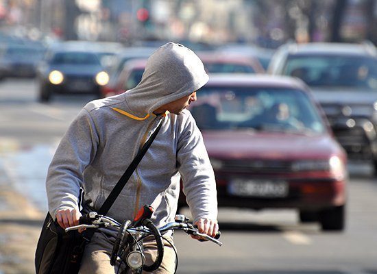 bicyclist sharing road